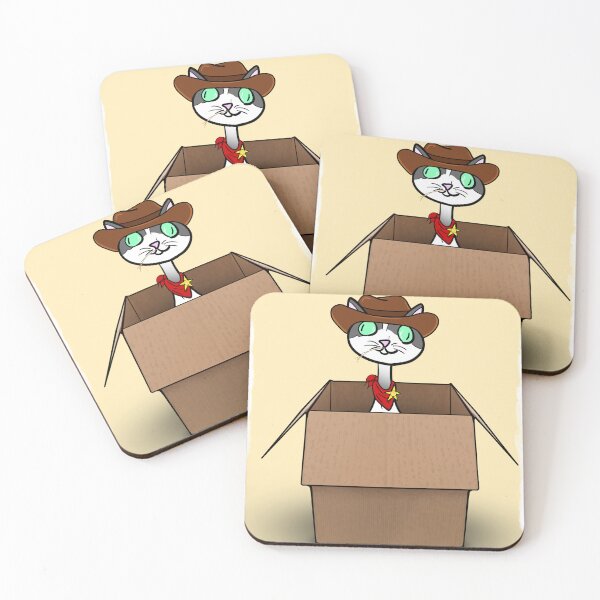 Item preview, cowboy sheriff cat in box  designed and sold by kon7.