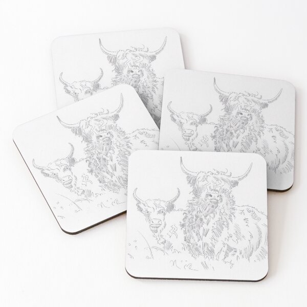 Item preview, Highland Cattle Cows With Horns Drawing designed and sold by MikeJory.