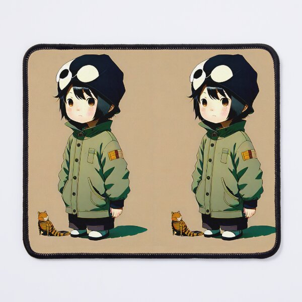 Item preview, Anime picture boy with long jacket hat and little cat designed and sold by JustStraight.