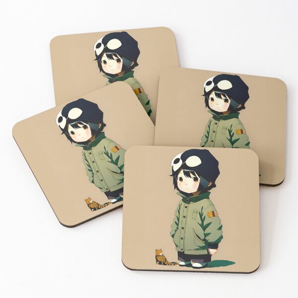 Item preview, Anime picture boy with long jacket hat and little cat designed and sold by JustStraight.