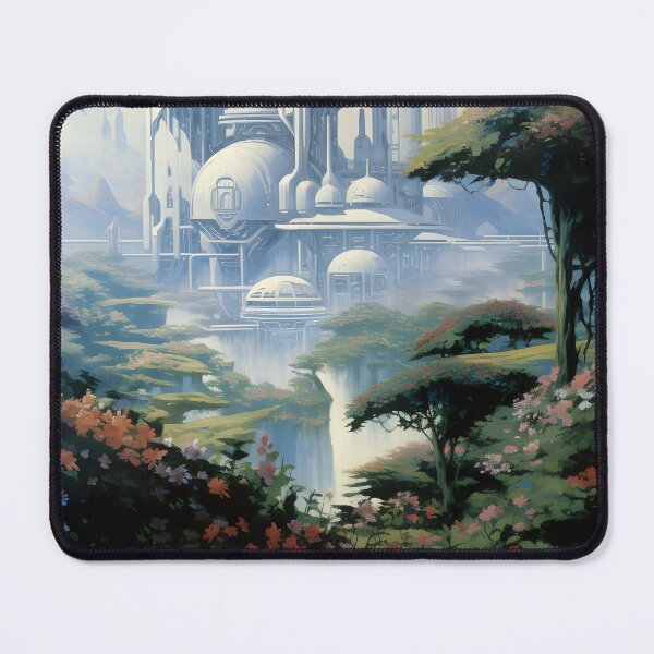 Item preview, Futuristic Landscape of City of the Future and Wild Nature with Flowers designed and sold by Je-we.
