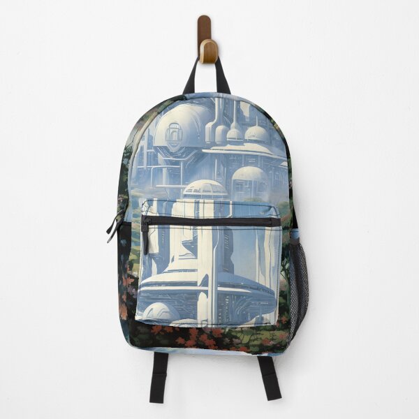 Item preview, Futuristic Landscape of City of the Future and Wild Nature with Flowers designed and sold by Je-we.
