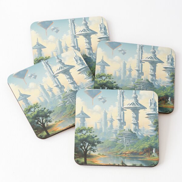 Item preview, Futuristic Landscape of City of the Future and Wild Forest designed and sold by Je-we.