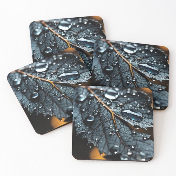 Item preview, Glistening Noir: Black Leaf and Dewdrops designed and sold by irosh madushan.