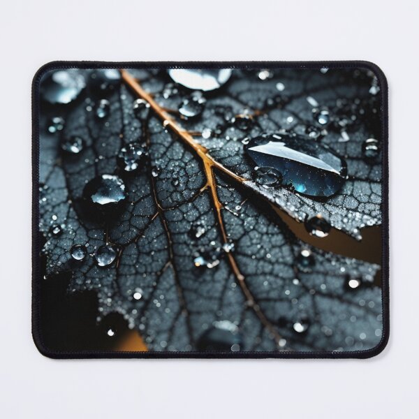 Item preview, Glistening Noir: Black Leaf and Dewdrops designed and sold by irosh madushan.
