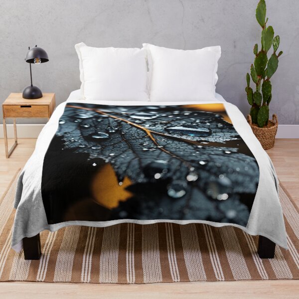 Item preview, Glistening Noir: Black Leaf and Dewdrops designed and sold by irosh madushan.