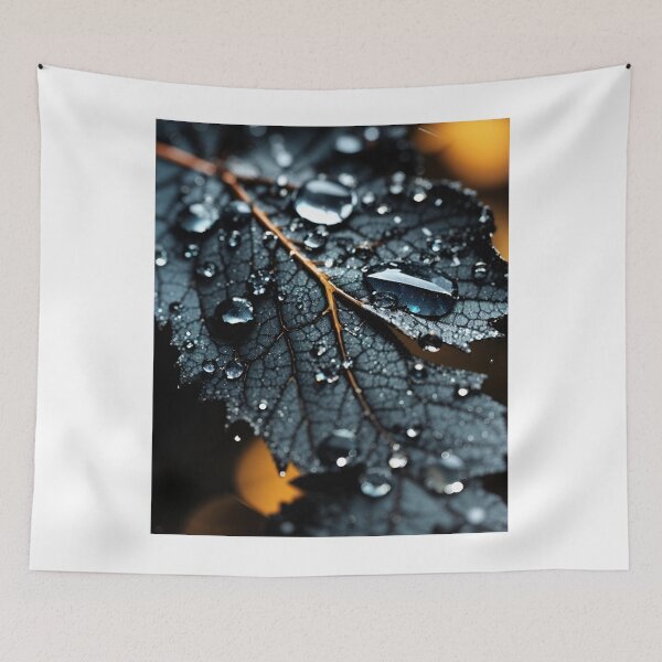 Item preview, Glistening Noir: Black Leaf and Dewdrops designed and sold by irosh madushan.