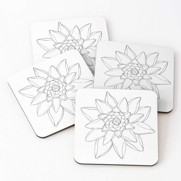 Item preview, water lily flower line drawing designed and sold by bluefox15.