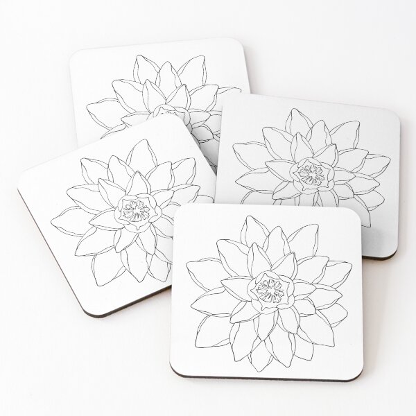 Item preview, water lily flower line drawing designed and sold by bluefox15.