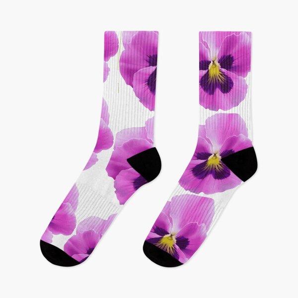 Item preview, PURPLE PANSY FLOWER PATTERNS GARDEN WHITE ART designed and sold by sharlesart.