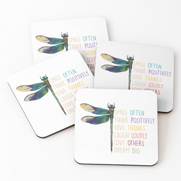 Item preview, Dragonflies Smile Often Think Positively Give Thanks designed and sold by ShopAlphaOmega.