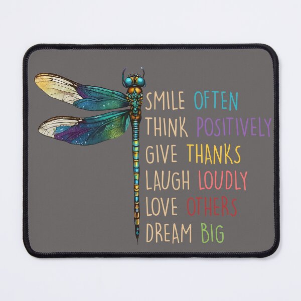 Item preview, Dragonflies Smile Often Think Positively Give Thanks designed and sold by ShopAlphaOmega.