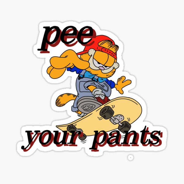 Item preview, garfield funny pee your pants (red text) designed and sold by SearchWithinArt.