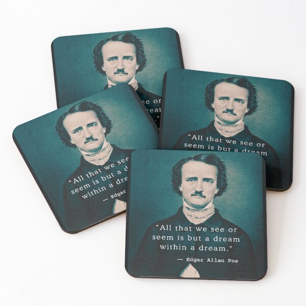 Item preview, Copy of Edgar Allan Poe portrait and quote: All that we see or seem is but a dream within a dream. designed and sold by artbleed.