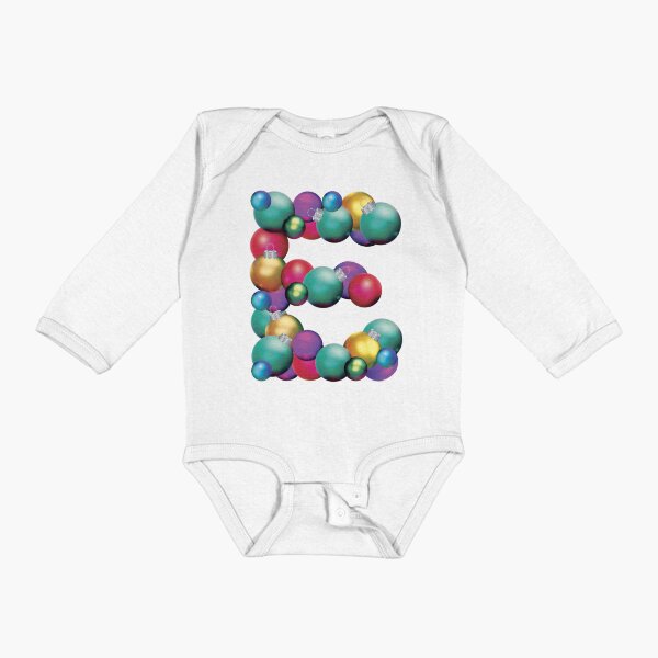 CHRISTMAS LETTER E Long Sleeve Baby One-Piece