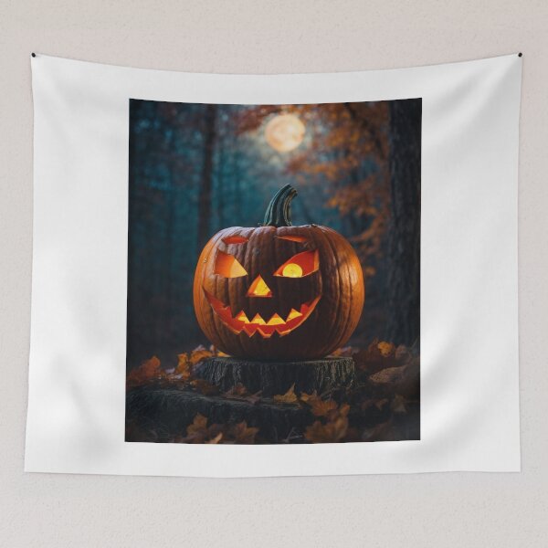Item preview, Mystical Midnight: Spooky Jack-o'-Lantern in a Glowing Forest designed and sold by irosh madushan.