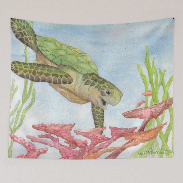 Item preview, Hawksbill Sea Turtle Diving for Dinner designed and sold by Kelli Noteman O'Brien.