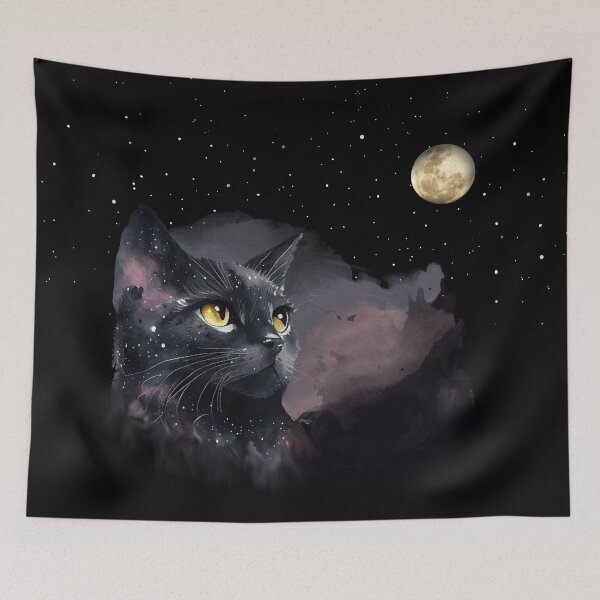 Item preview, THE CAT AND THE MOON, ROMANTIC AND MYSTERIOUS BLACK CAT designed and sold by Danicus666.