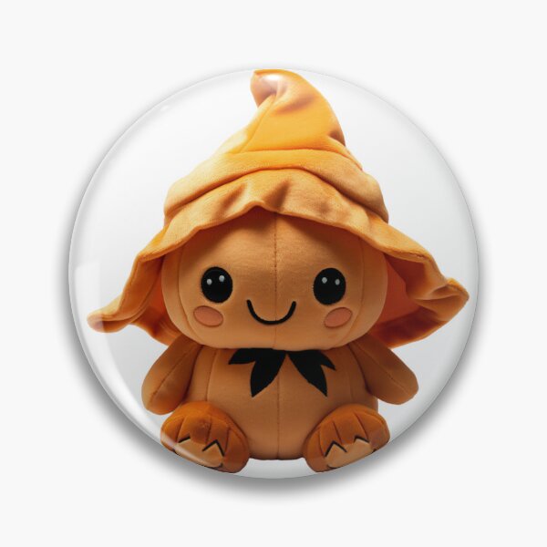 Item preview, Happy Kawaii Halloween Pumpkin wearing Cute Witch Hat designed and sold by CuteopiaGallery.