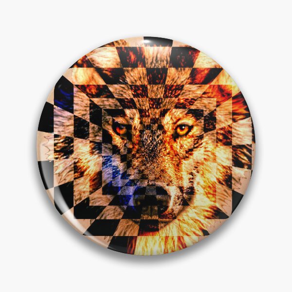 Item preview, Wolf's face on black and white squares extending inwards designed and sold by Bigrow.
