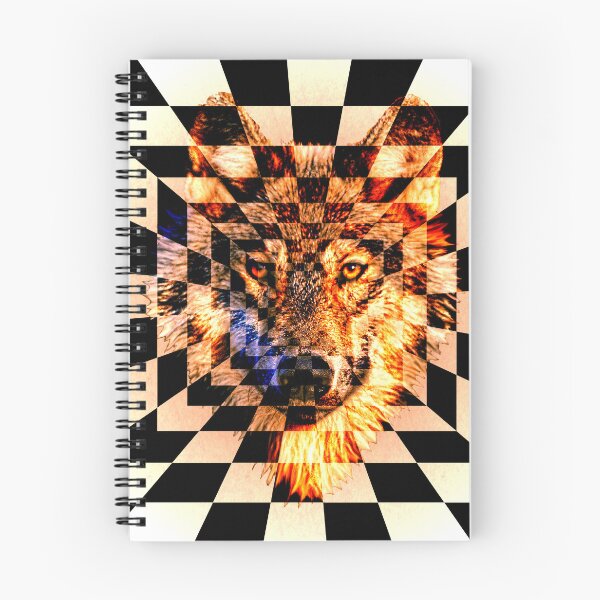 Item preview, Wolf's face on black and white squares extending inwards designed and sold by Bigrow.
