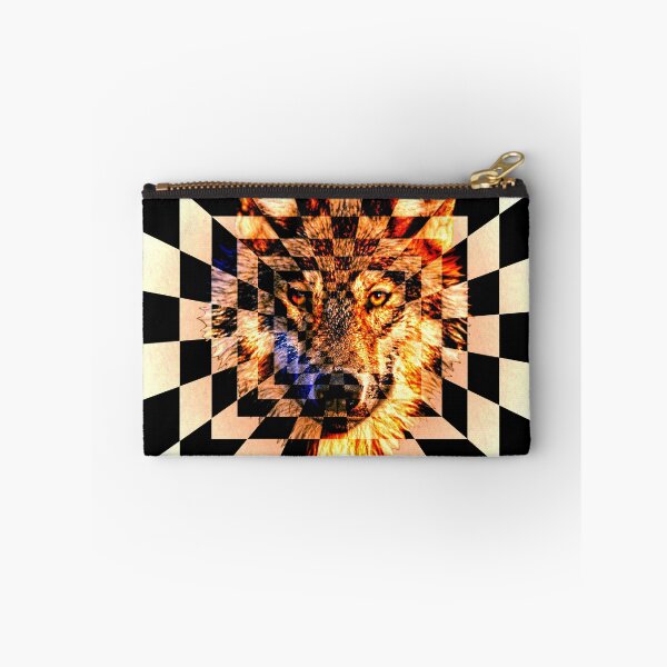 Item preview, Wolf's face on black and white squares extending inwards designed and sold by Bigrow.