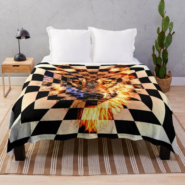 Item preview, Wolf's face on black and white squares extending inwards designed and sold by Bigrow.