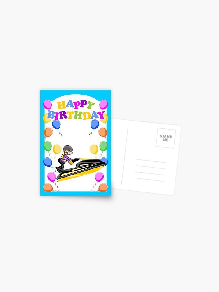 Carte Postale Joyeux Anniversaire Champion De Jet Ski Par Megasitiodesign Redbubble