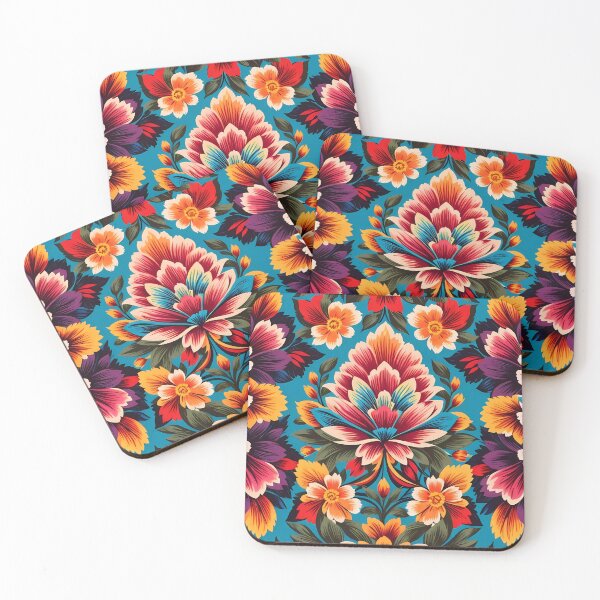 Item preview, Floral pattern with blue background Mexican traditional style designed and sold by Omarupattern51.