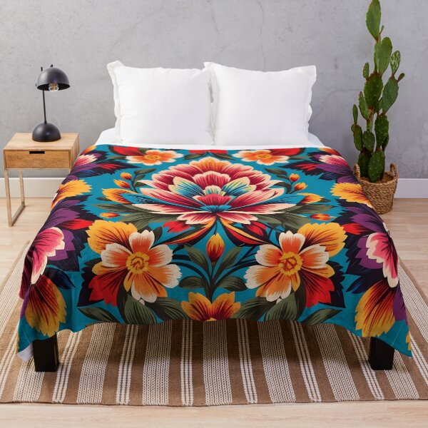 Item preview, Floral pattern with blue background Mexican traditional style designed and sold by Omarupattern51.