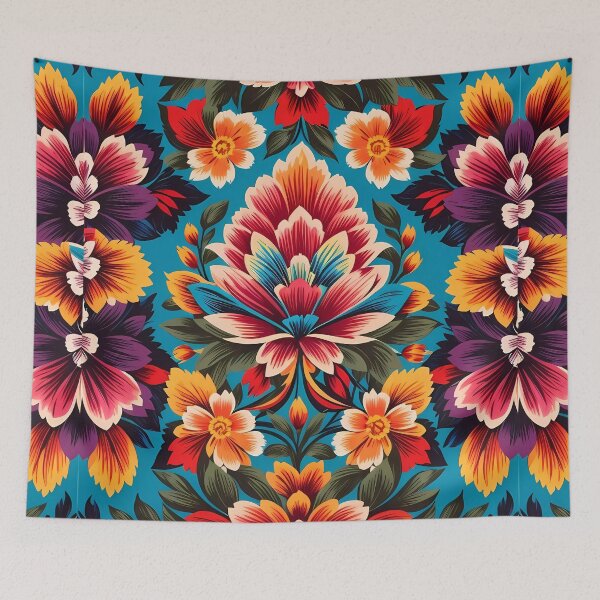 Item preview, Floral pattern with blue background Mexican traditional style designed and sold by Omarupattern51.