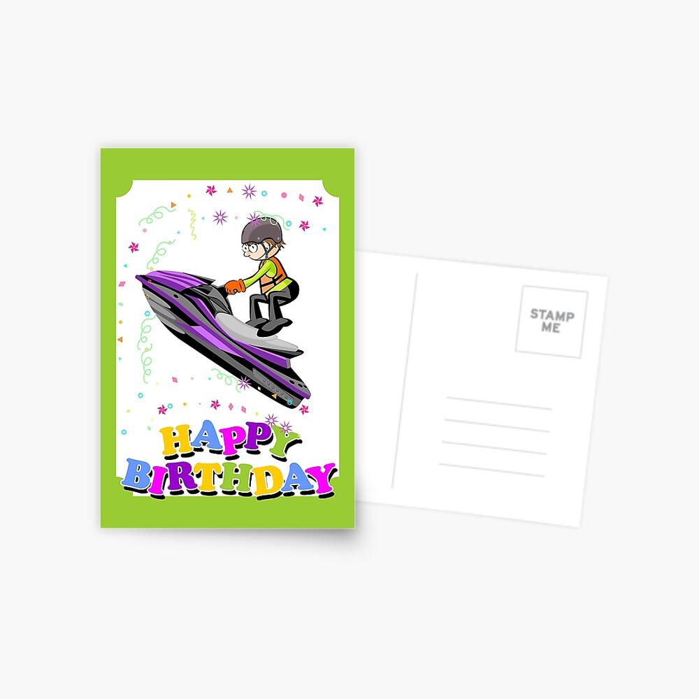 Carte De Vœux Joyeux Anniversaire Courageux Champion De Jet Ski Par Megasitiodesign Redbubble