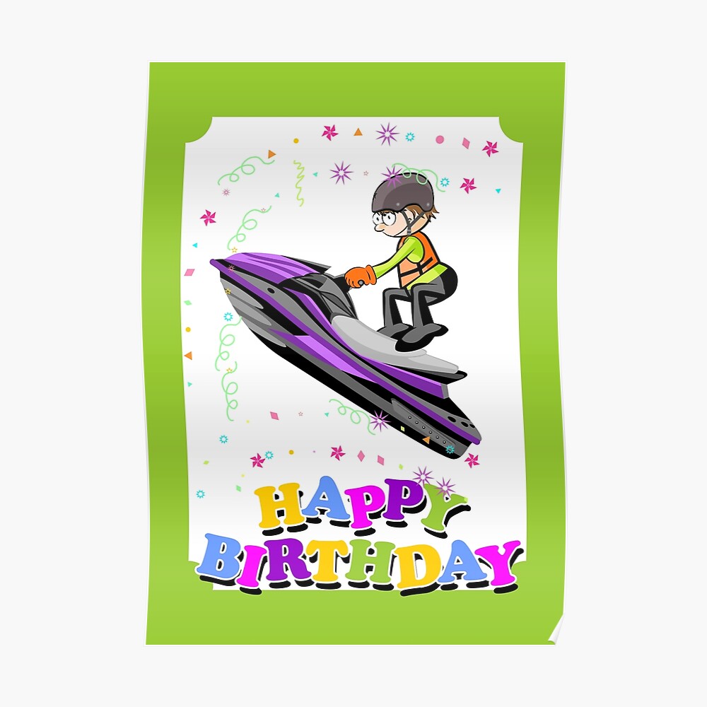 Carte De Vœux Joyeux Anniversaire Courageux Champion De Jet Ski Par Megasitiodesign Redbubble