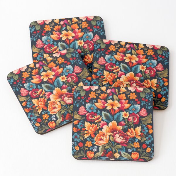 Item preview, Flowers and dark background Mexican traditional style designed and sold by Omarupattern51.