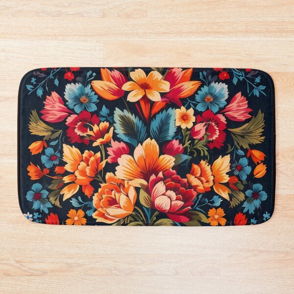 Item preview, Flowers and dark background Mexican traditional style designed and sold by Omarupattern51.