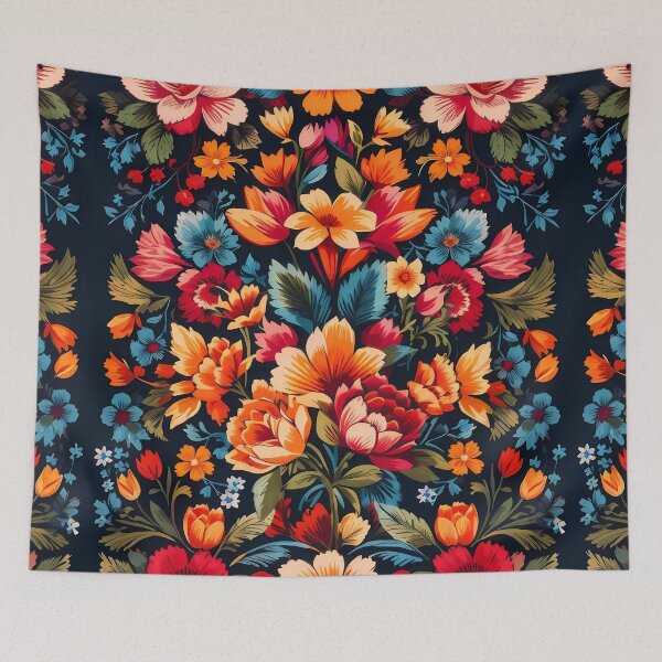 Item preview, Flowers and dark background Mexican traditional style designed and sold by Omarupattern51.