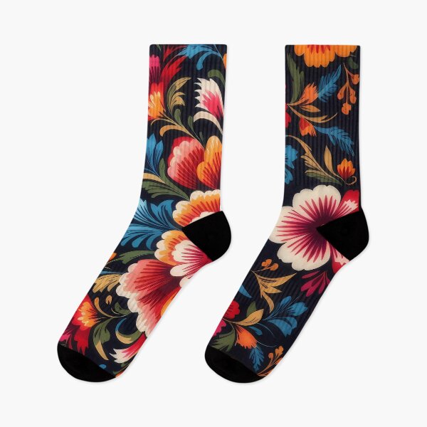 Item preview, Symmetrical flowers with dark background traditional Mexican style designed and sold by Omarupattern51.