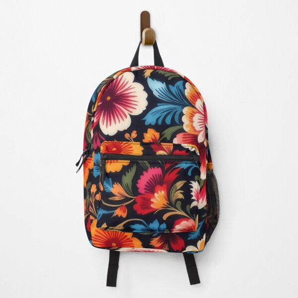 Item preview, Symmetrical flowers with dark background traditional Mexican style designed and sold by Omarupattern51.