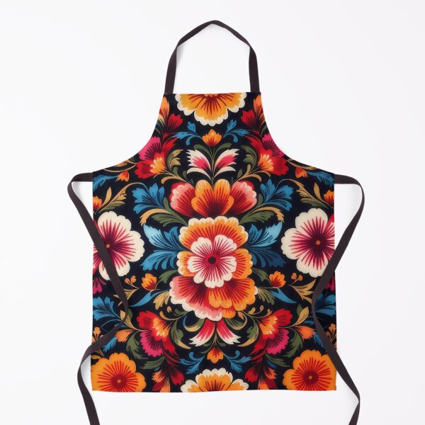 Item preview, Symmetrical flowers with dark background traditional Mexican style designed and sold by Omarupattern51.