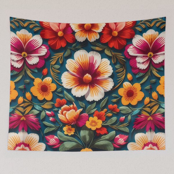 Item preview, Mexican traditional style colorful flower pattern designed and sold by Omarupattern51.