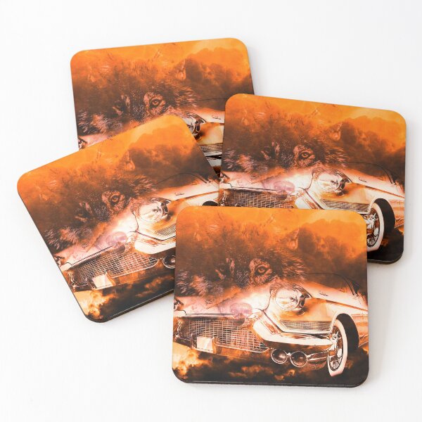 Item preview, A wolf's face emerges from the old car coming out of the smoke designed and sold by Bigrow.