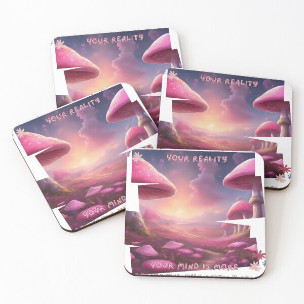 Item preview, Magic Mushroom Inspirational Manifestaion Quote Kawaii Pink Mushroom Fantasy Lake designed and sold by Necrotic Ice.