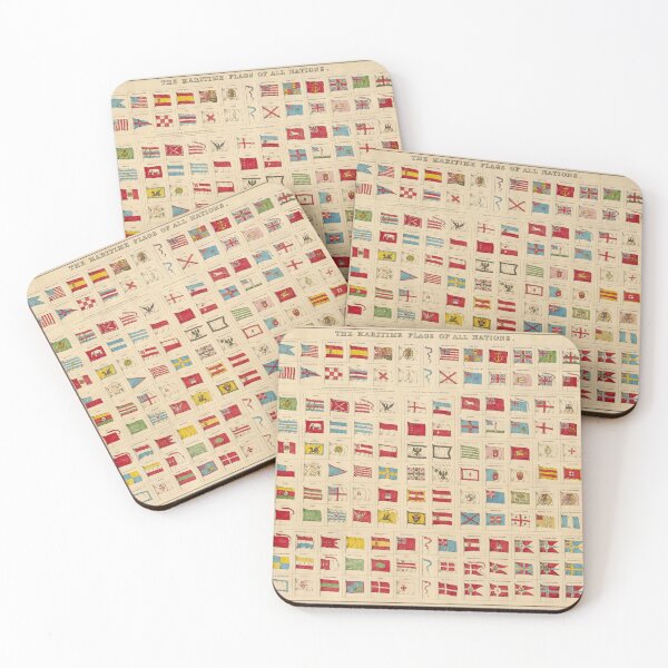 Item preview, Vintage Map of Maritime Flags of All Nations of The World (1851) designed and sold by BravuraMedia.
