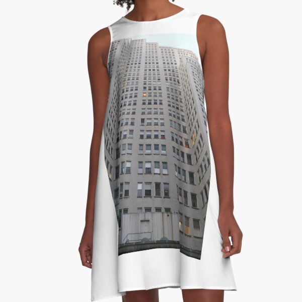 Condominium, New York, Manhattan, Brooklyn, New York City, architecture, street, building, tree, car,   A-Line Dress