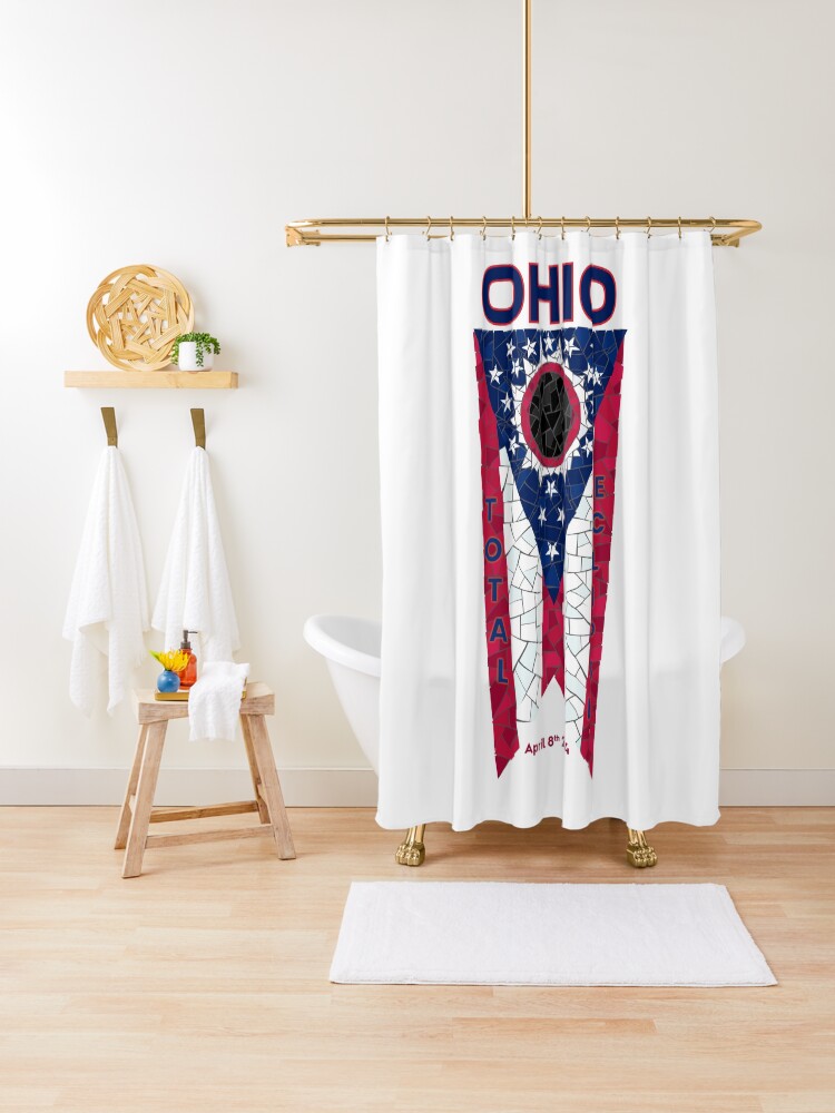 Thumbnail 1 of 5, Shower Curtain, Ohio 2024 Total Eclipse designed and sold by Eclipse2024.
