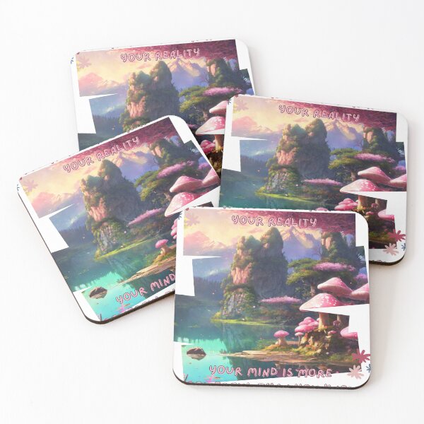 Item preview, Magic Mushroom Inspirational Manifestaion Quote Kawaii Pink Mushroom Fantasy Lake designed and sold by Necrotic Ice.