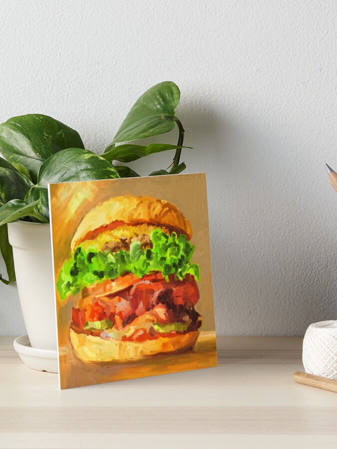 Oil Painting of Cheeseburger in Paradise | Art Board Print