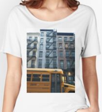 Architecture, New York, Manhattan, Brooklyn, New York City, architecture, street, building, tree, car,   Women's Relaxed Fit T-Shirt