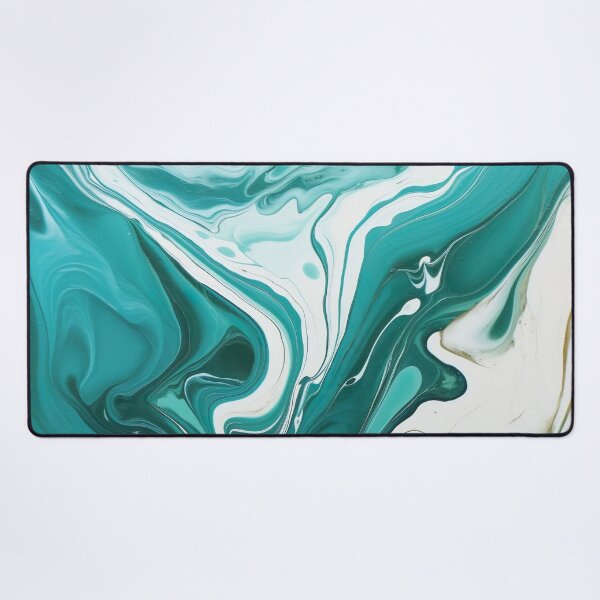 Artikelvorschau, Teal and White Marble Paint Swirl entworfen und verkauft von Digi-Artsy.