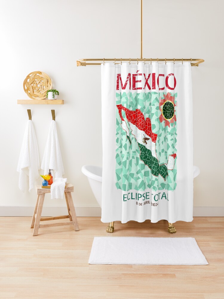 Thumbnail 1 of 5, Shower Curtain, Mexico 2024 Total Eclipse designed and sold by Eclipse2024.
